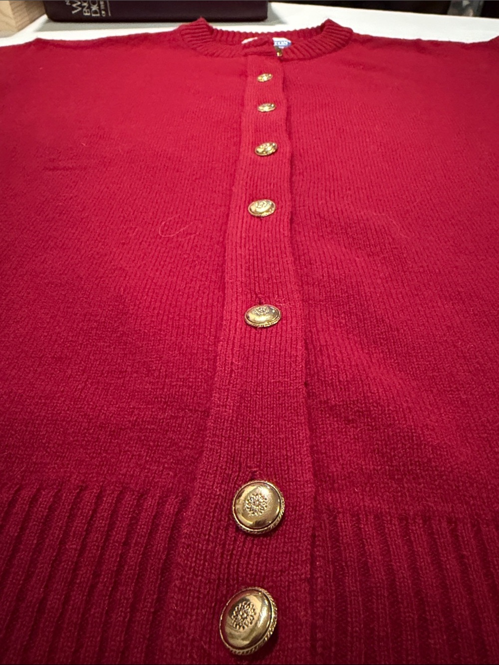 Pendleton Red Wool Button-Front Cardigan with Gold Buttons - Picture 3 of 6
